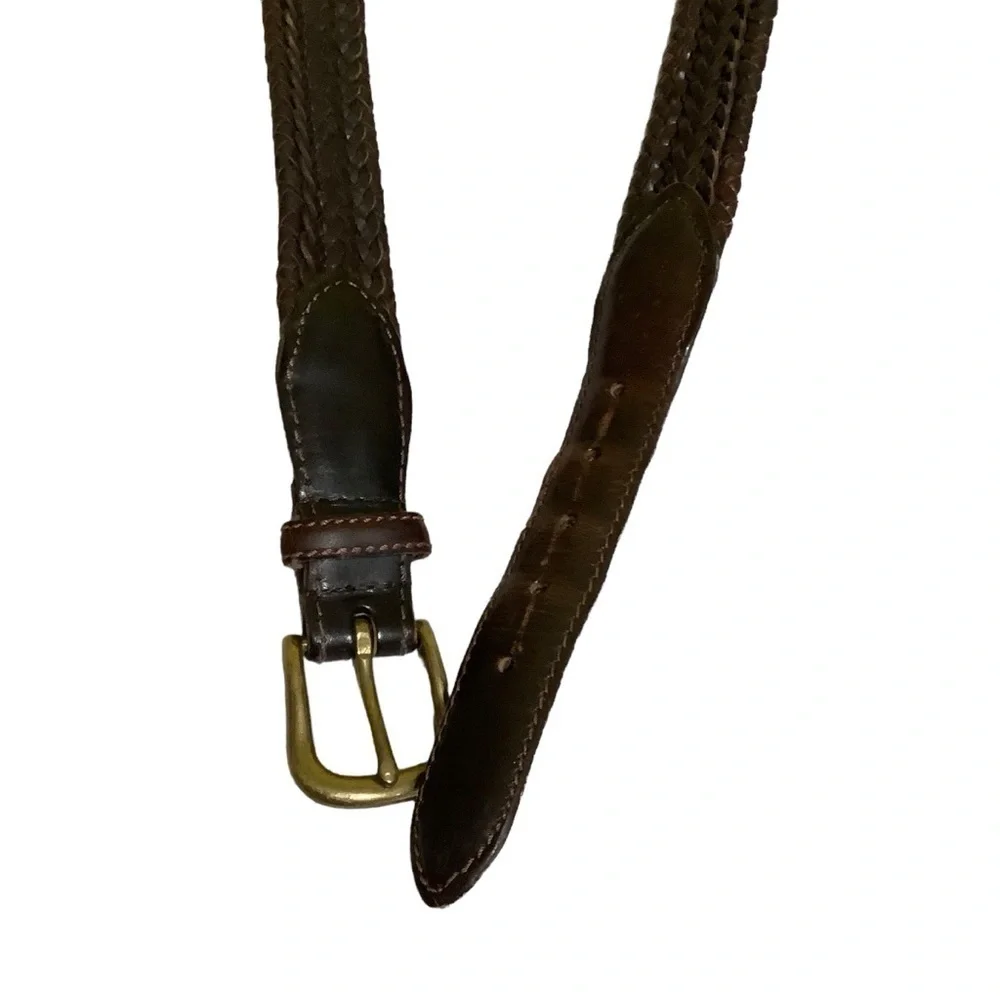 Braided Cowhide Leather Belt Sz 42 Brown Supple Shooting Western